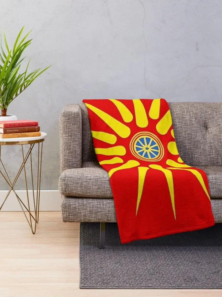 North Macedonian Flag Throw Blanket valentine gift ideas halloween Blankets