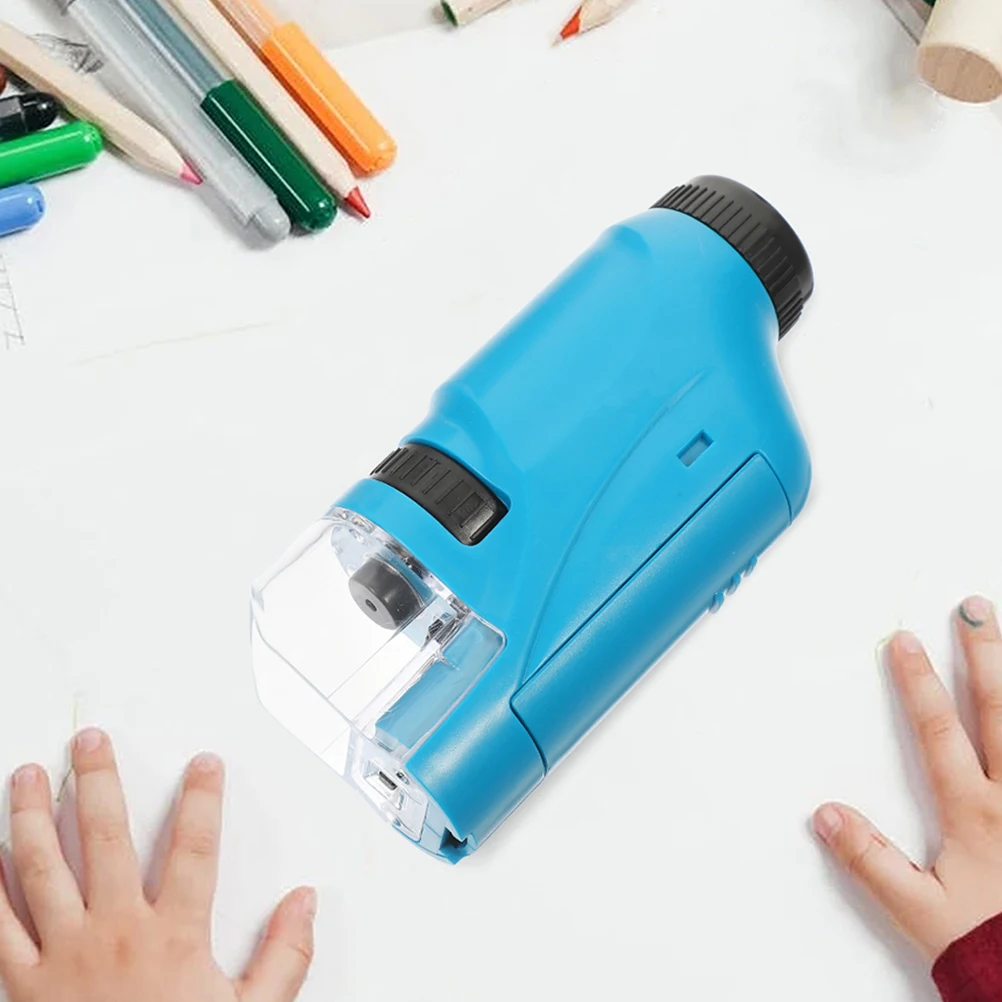 

Simple Magnifier Microscope Toy Tools for Kids Portable Mini Science Educational Blue Child