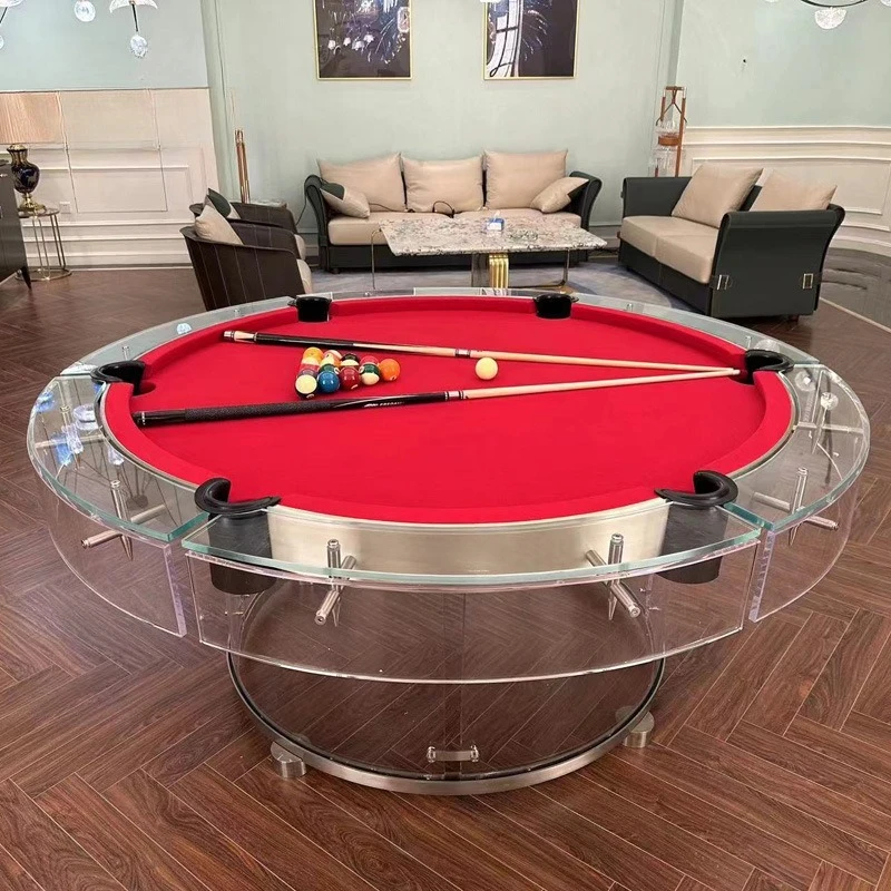 Pool table Round transparent tempered glass High-end home and commercial club Black eight standard adult pool table