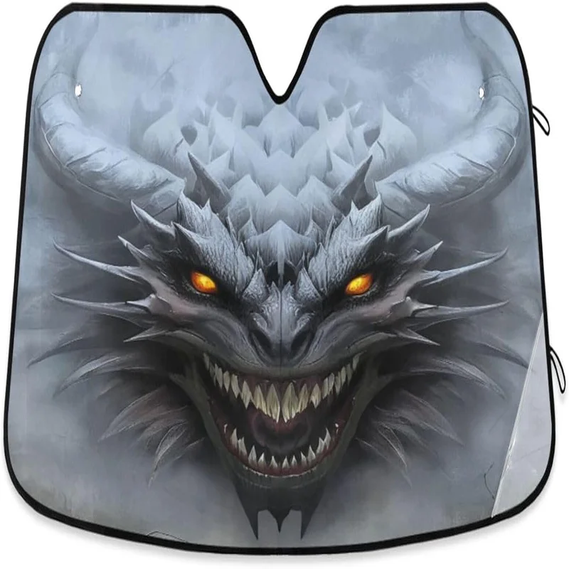Digital Ting Scary Dragon Car Windshield Sun Shade Front Window Folding Auto Sunshade Anti - UV Rays Sun Visor Shade For Car Tru