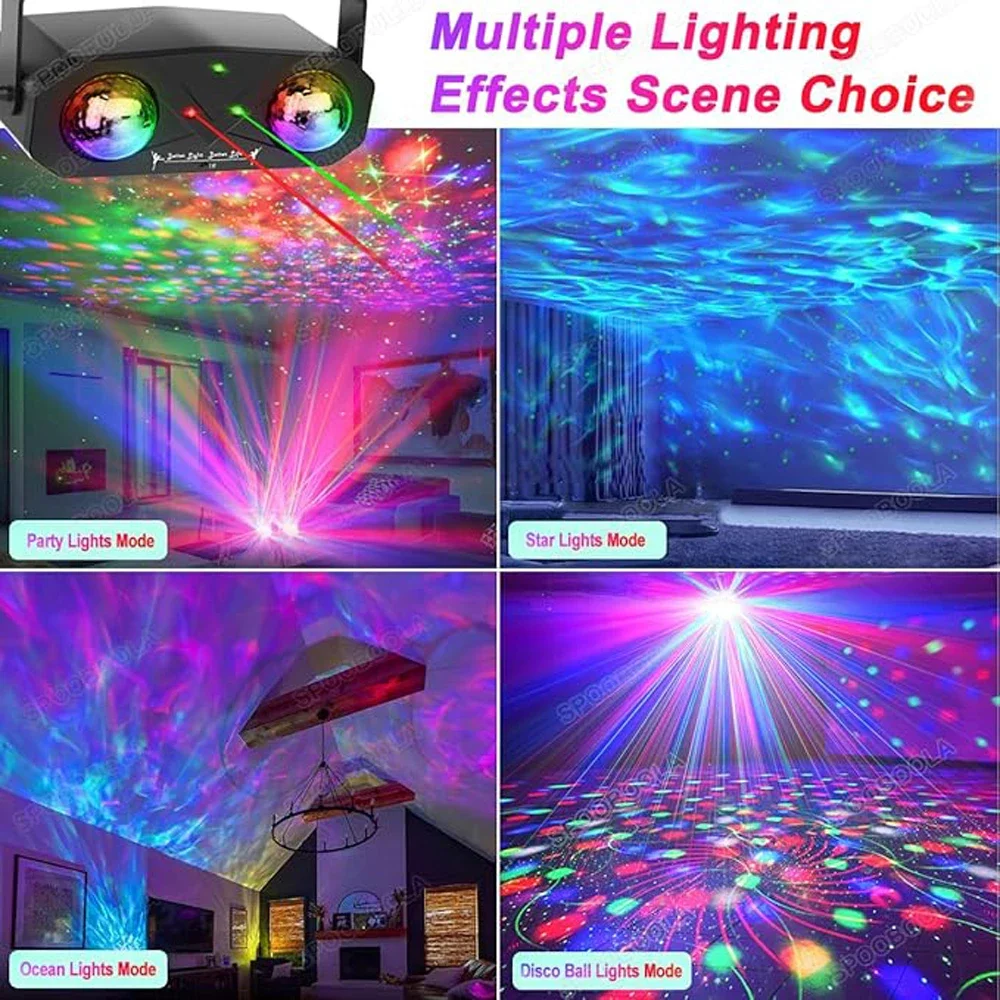 DJ Disco Lights Party Lights 3 in 1 Strobe Star Ocean Wave Projector with Remote Control for Bar Birthday Wedding KTV Christmas image 2