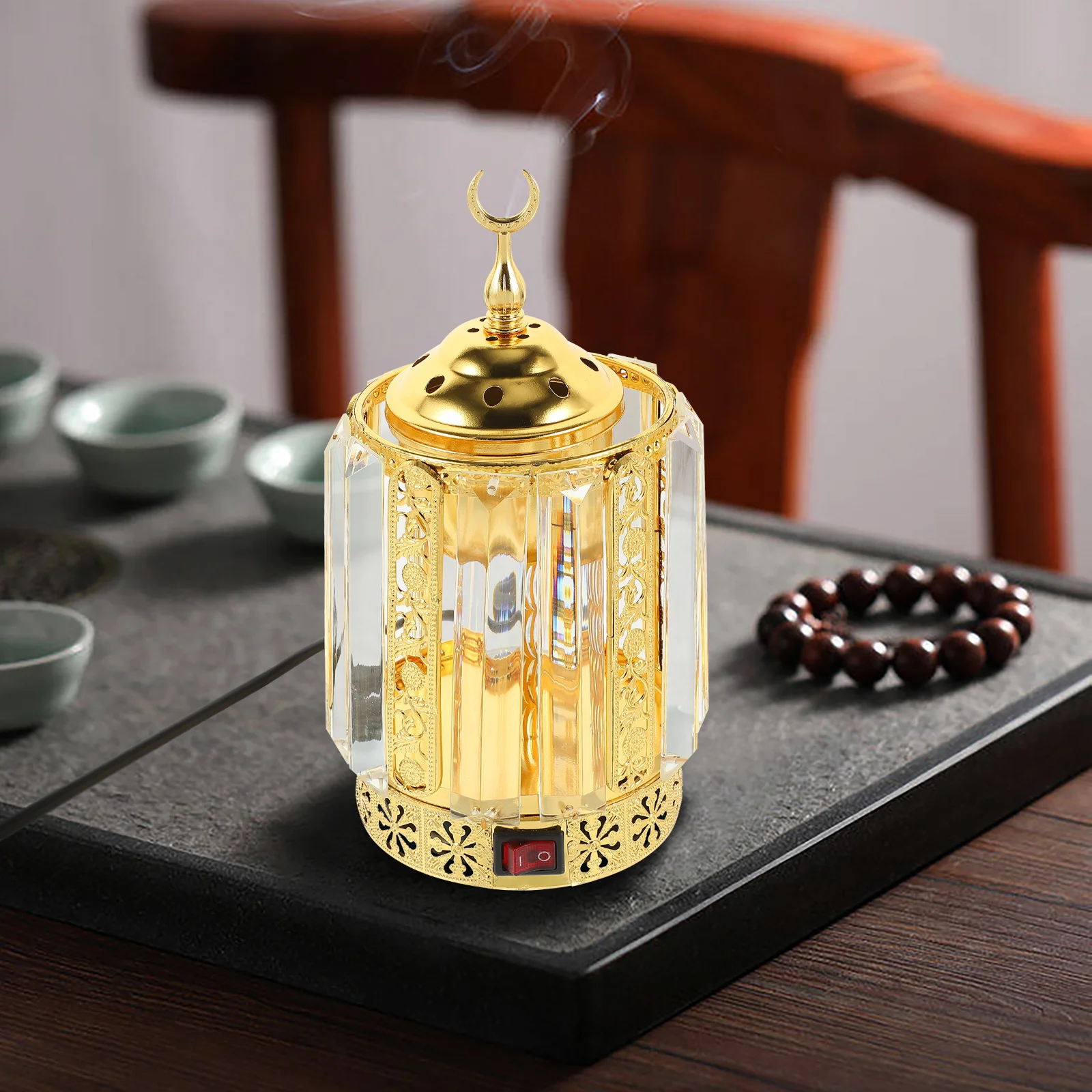 

Electric Arabian Incense Burner Desktop Plug-in Censer Ornament Eu Plug Aroma Incense Holder for Home Office Yoga Room