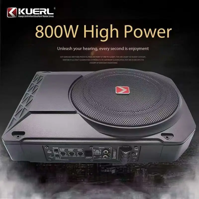 Nuevo Diseño, Subwoofer para Auto de 10 Pulgadas, RMS 200W, Máximo 800W, 2.5ohm, Bajo el Asiento, Amplificador de Alta Potencia de 12V, Subwoofer Delgado para Auto