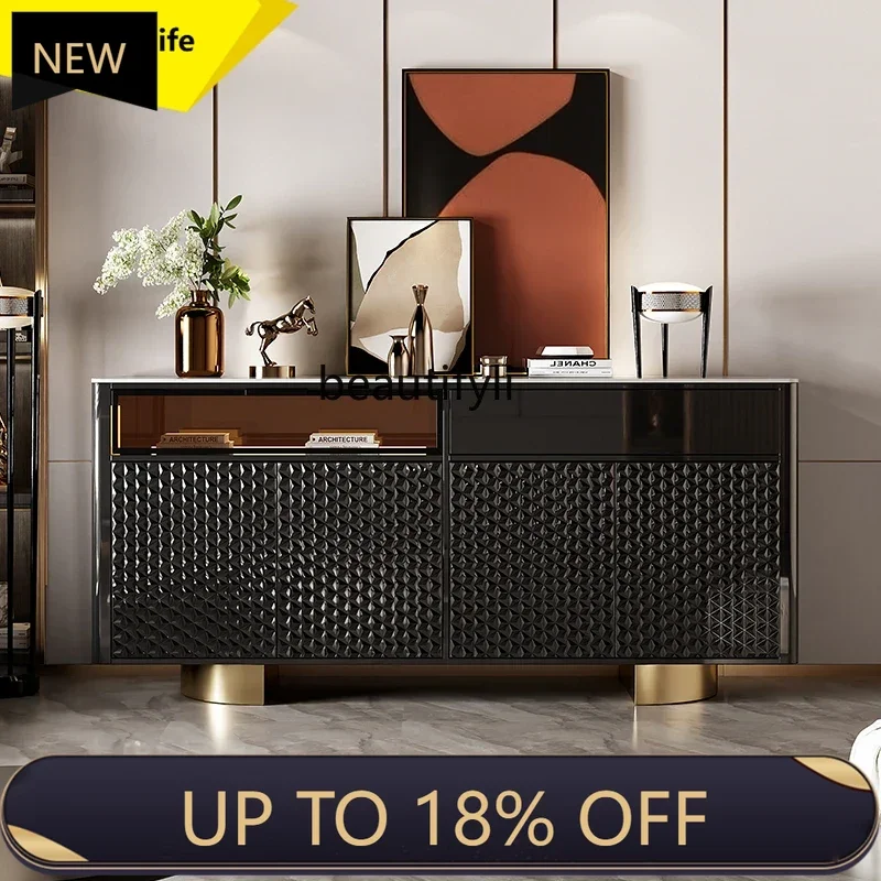 

P178 Italian Style Light Luxury Sideboard Modern Minimalist Shoe Cabinet Entrance Partition Cabinet Rock Slab Painted Sofa Back