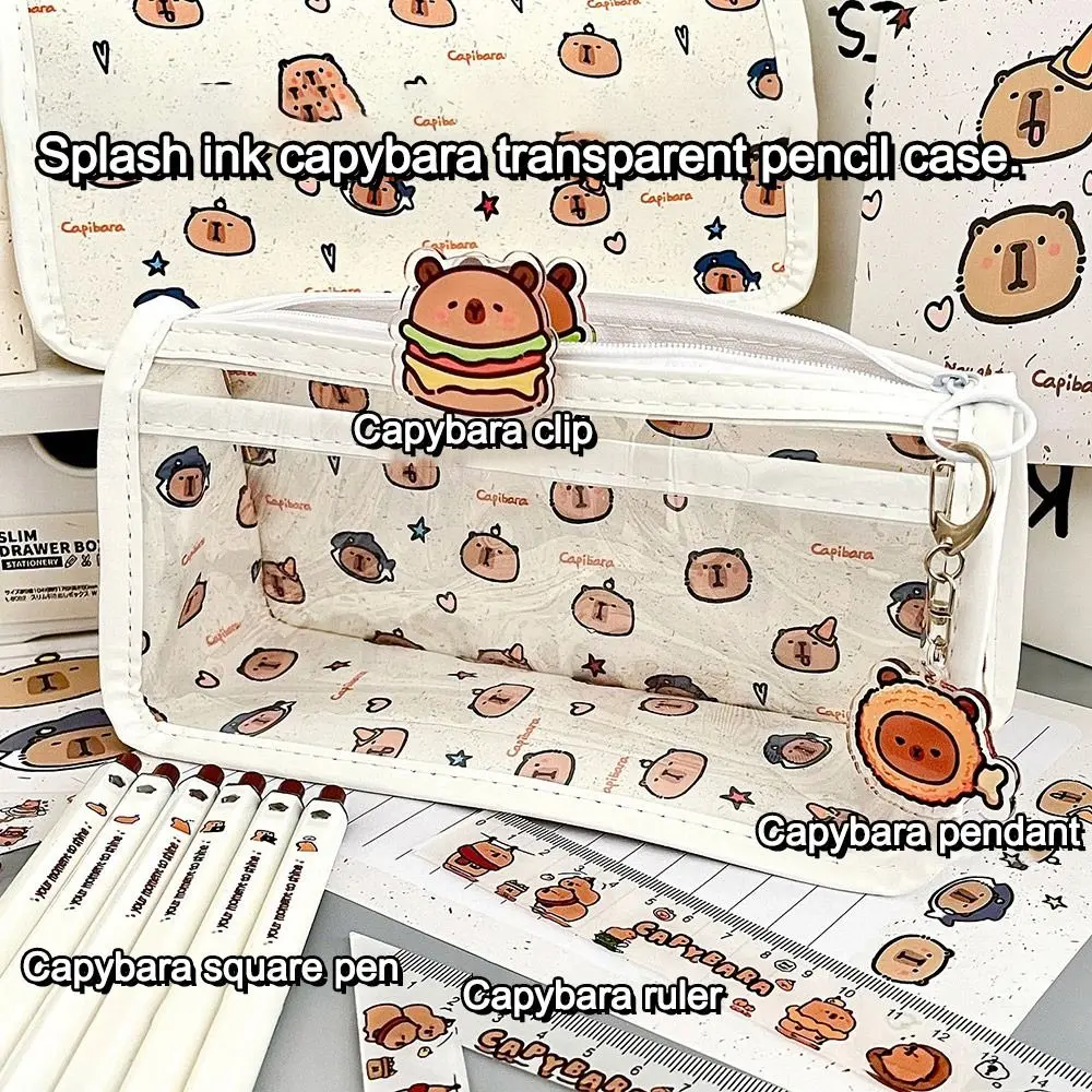 

Gift Transparent Capibara Pencil Case Large Capacity Multi-layer Pen Bags Stationery Bag School Supplies