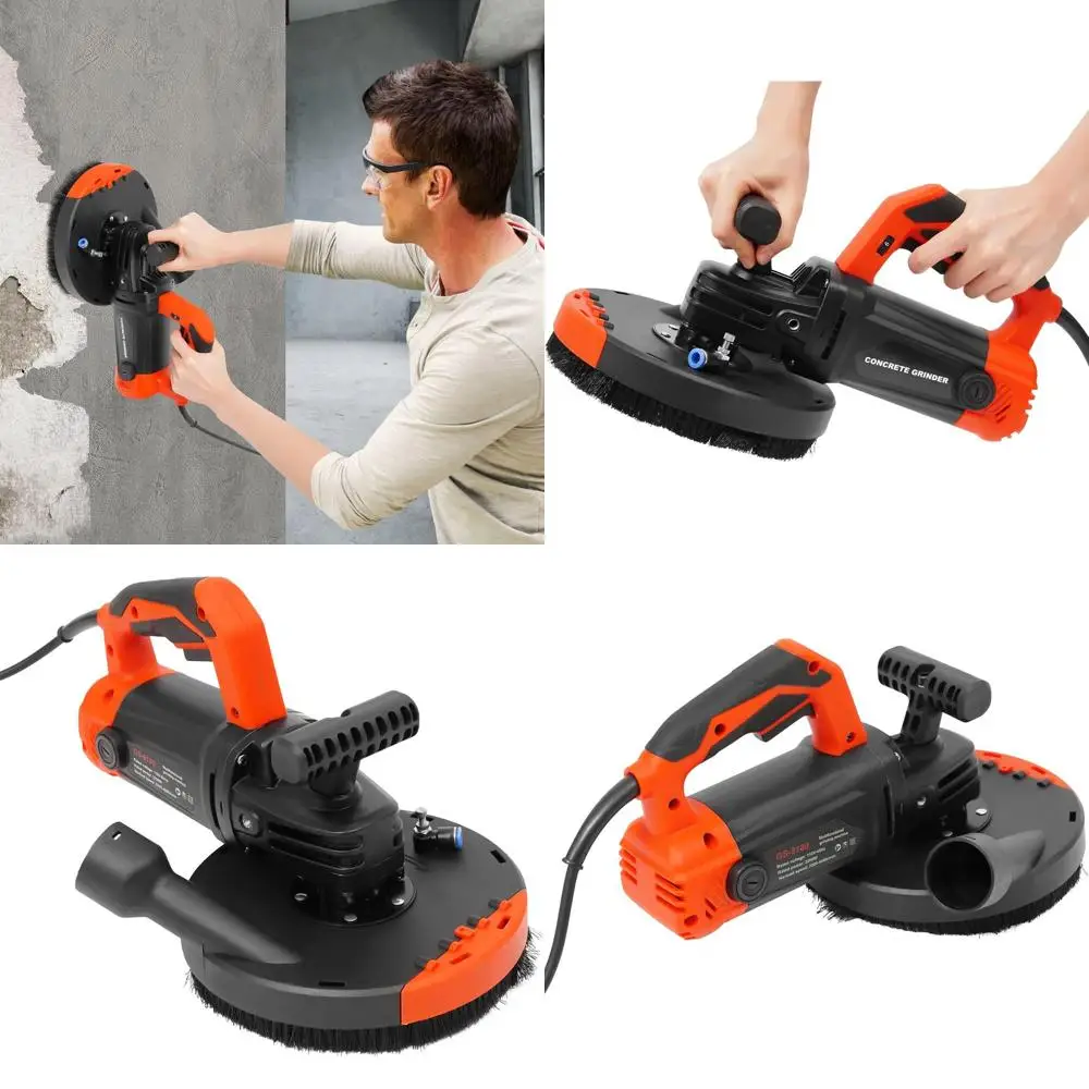 

Adjustable Speed Concrete Floor Grinder Kit with Dust Shroud, 6-Speed, 2200W for Cement Surfaces