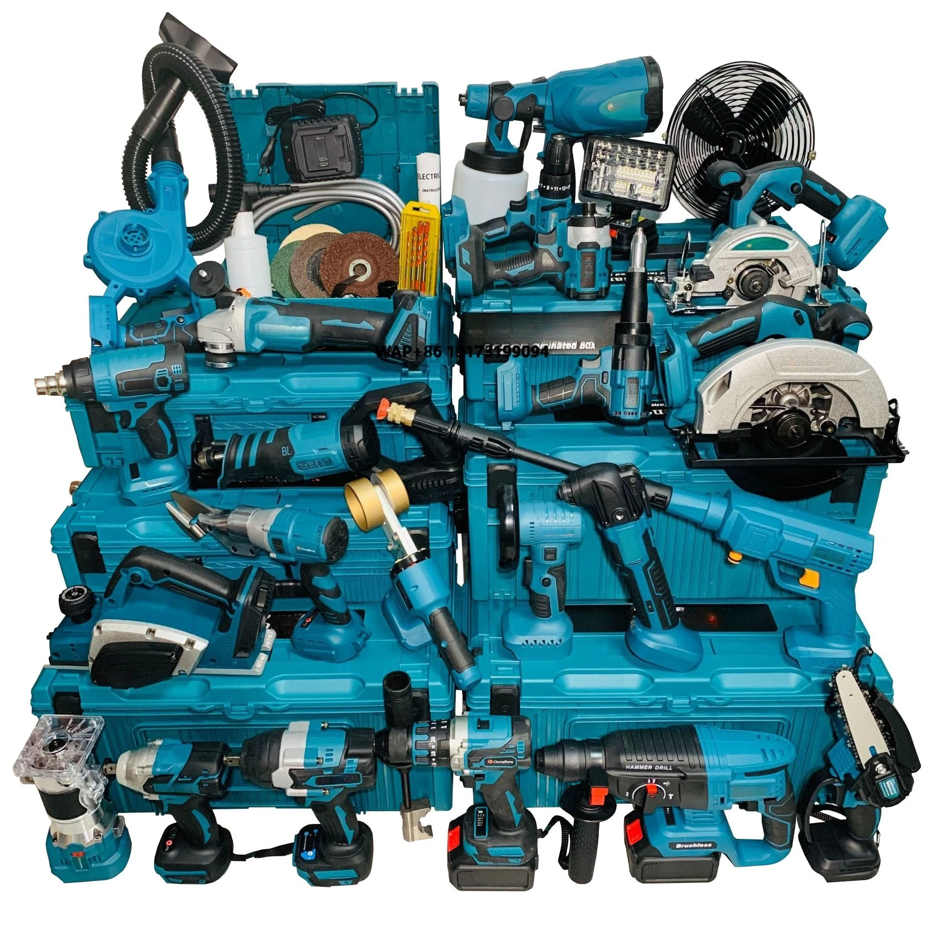 Set of 24pcs Cordless Power Tools Kits Toolbox Rechargeable Brushless Lithium Electric Combination Tool Set Factory OEM Services