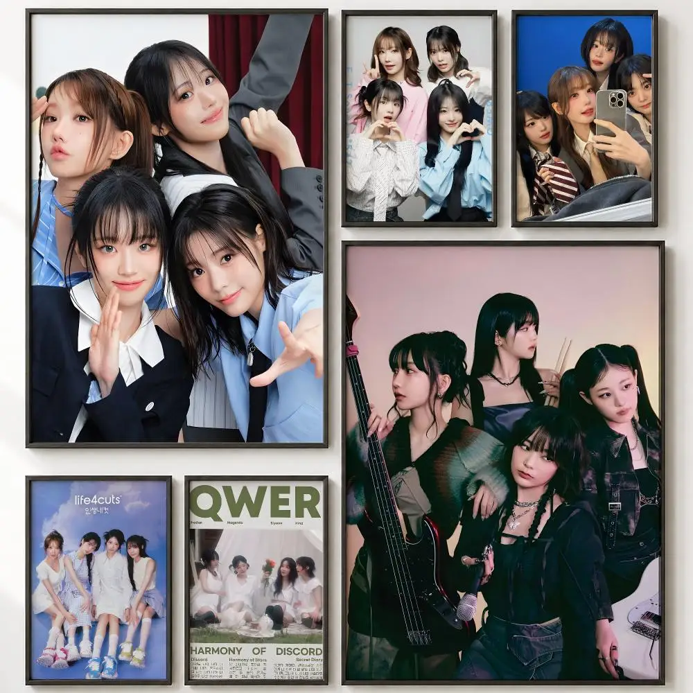 Korean Music Band Q-QWER Painting Calligraphy High-Definition With Textured Finish Modern Style For Hallway Wall Art Decor