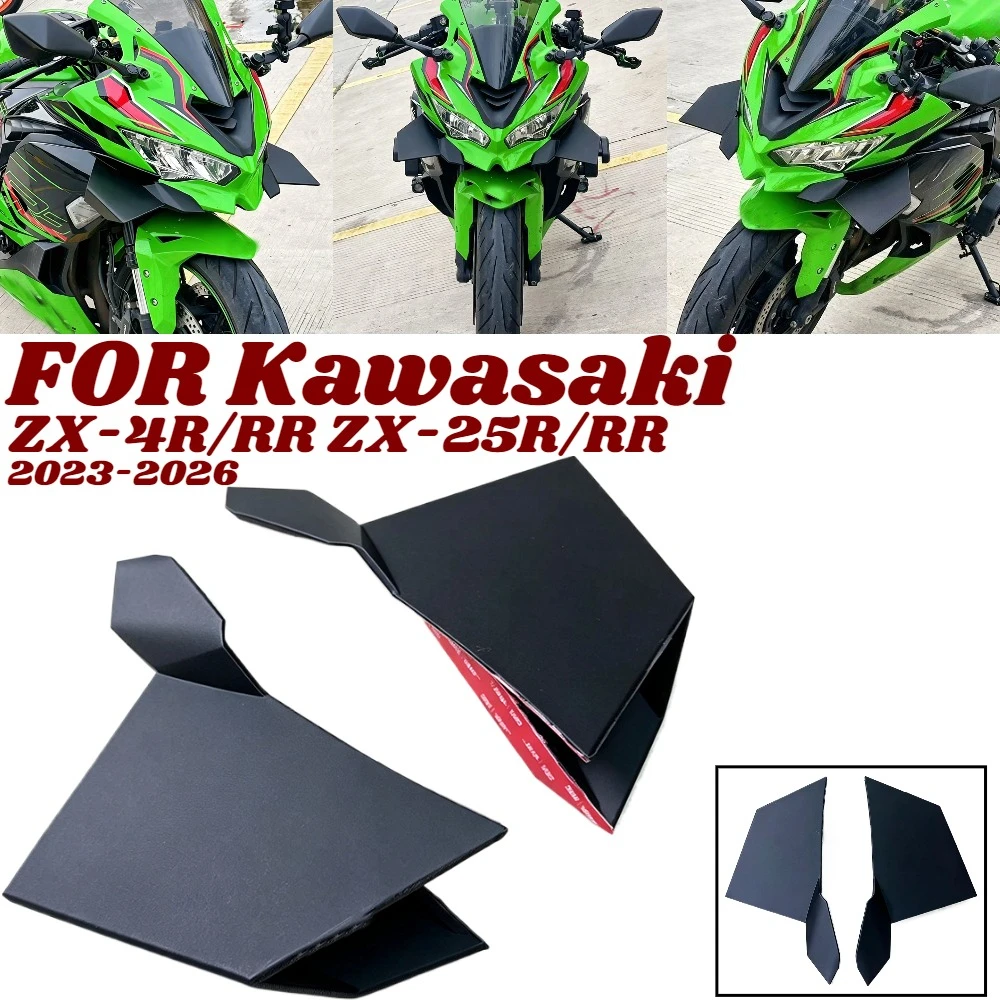 New For Kawasaki ZX-4R ZX 4RR ZX-25R 2023-2026 Motorcycle Front Winglet Spoiler Aerodynamic Side Wing Fairing Fixed Wing Spoiler
