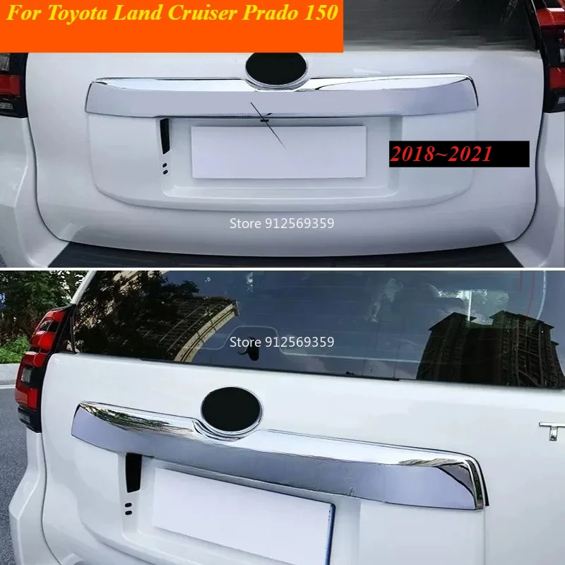 OUY для Toyota Land Cruiser Prado 150: хромированная накладка на заднюю дверь, декоративная полоса на крышке багажника.