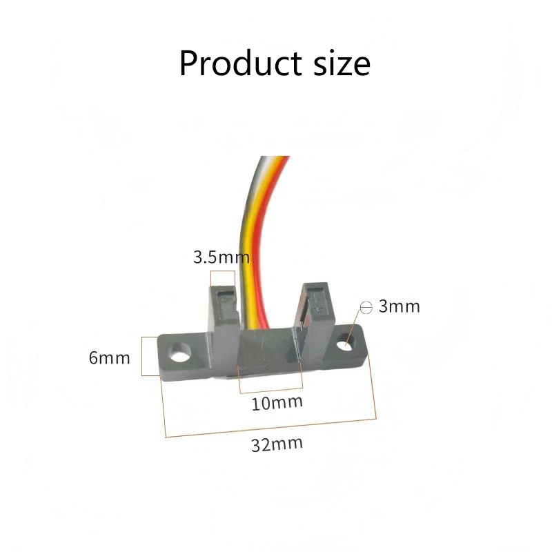H2210 slot-type photoelectric switch, slot width 10mm, with wire 30cm, DuPont 3-pole-U type, 5V, 24V, 12V, NO/NC