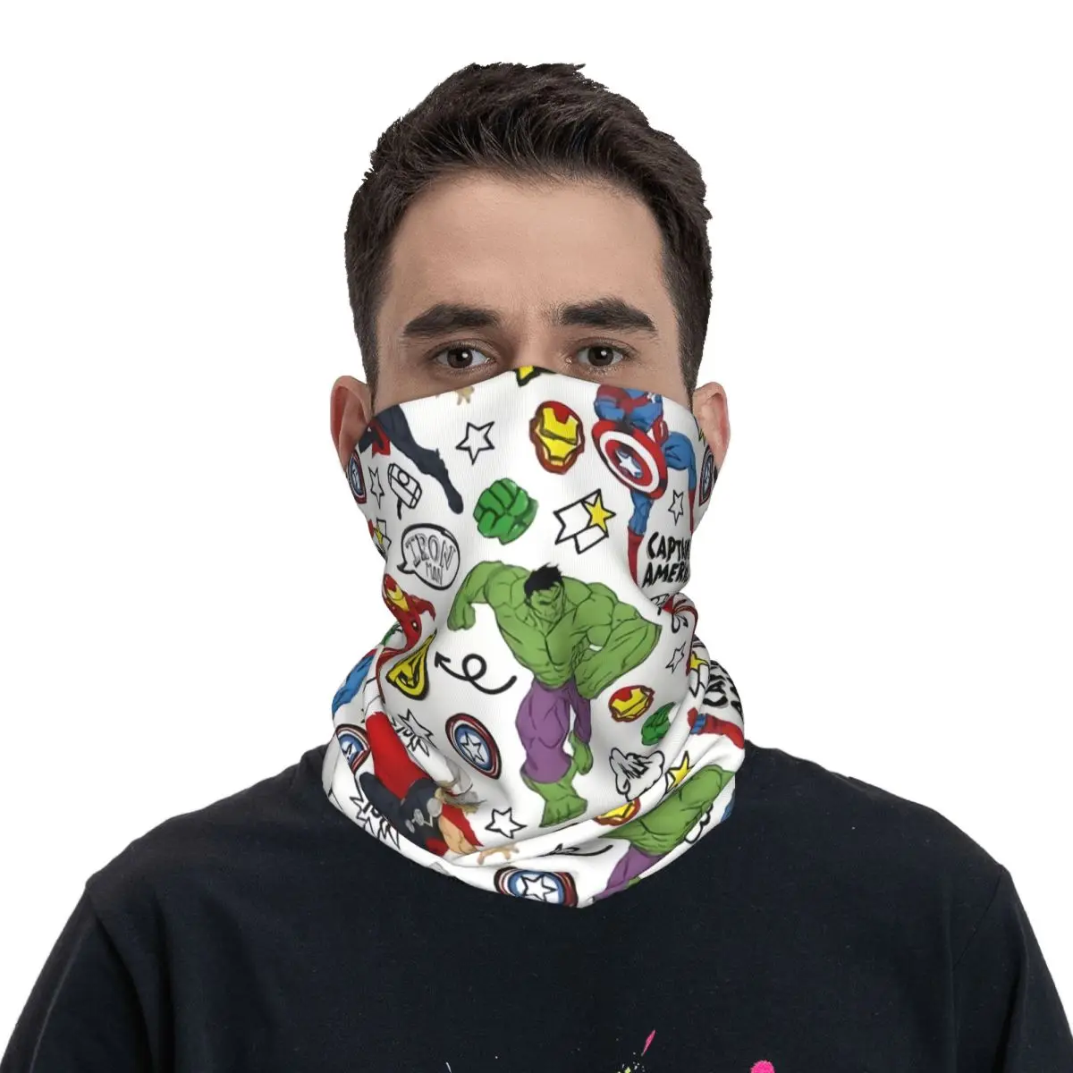 مخصص كابتن أمريكا باندانا الرقبة أدفأ الرجال النساء الشتاء التزلج التنزه وشاح الجراب أنيمي خارقة فيلم واقي الوجه