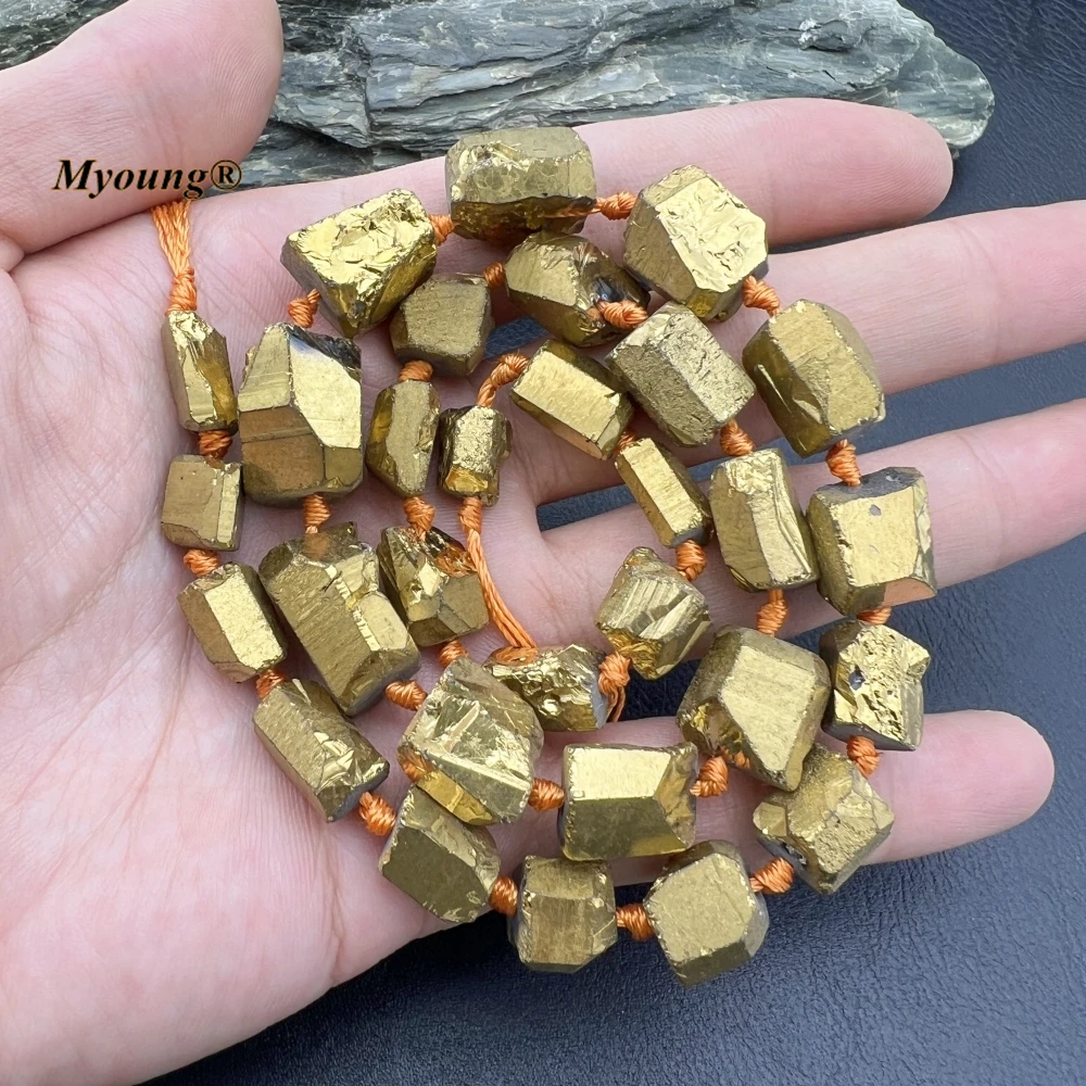 19INCHS Graduated Titanium Plated Rough Natural Crystal Quartz Cutting Nugget Beads For DIY Choker Necklace Making MY231045