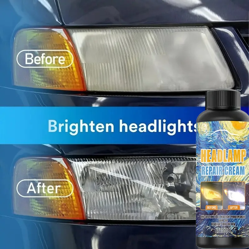 Car Headlight Restoration Paste - No-Polish Brightness Boost, Scratch Removal & Yellowing for Long-Lasting Motorcycle & Auto Lig