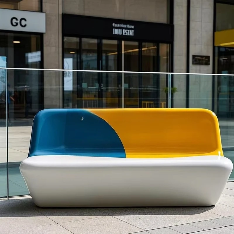 Custom Outdoor Creative Modern Sofa Custom Outdoor Leisure Chair Patio Bench for Shopping Mall Park Entry or Public Space