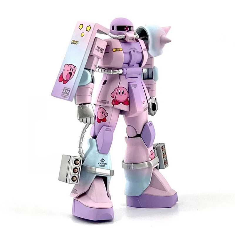 Original BANDAI Anime Figure MG HG Macaron Zaku Assembled Model Collectible Statue Desktop Decor Assemble Mecha Adult Kids Gift