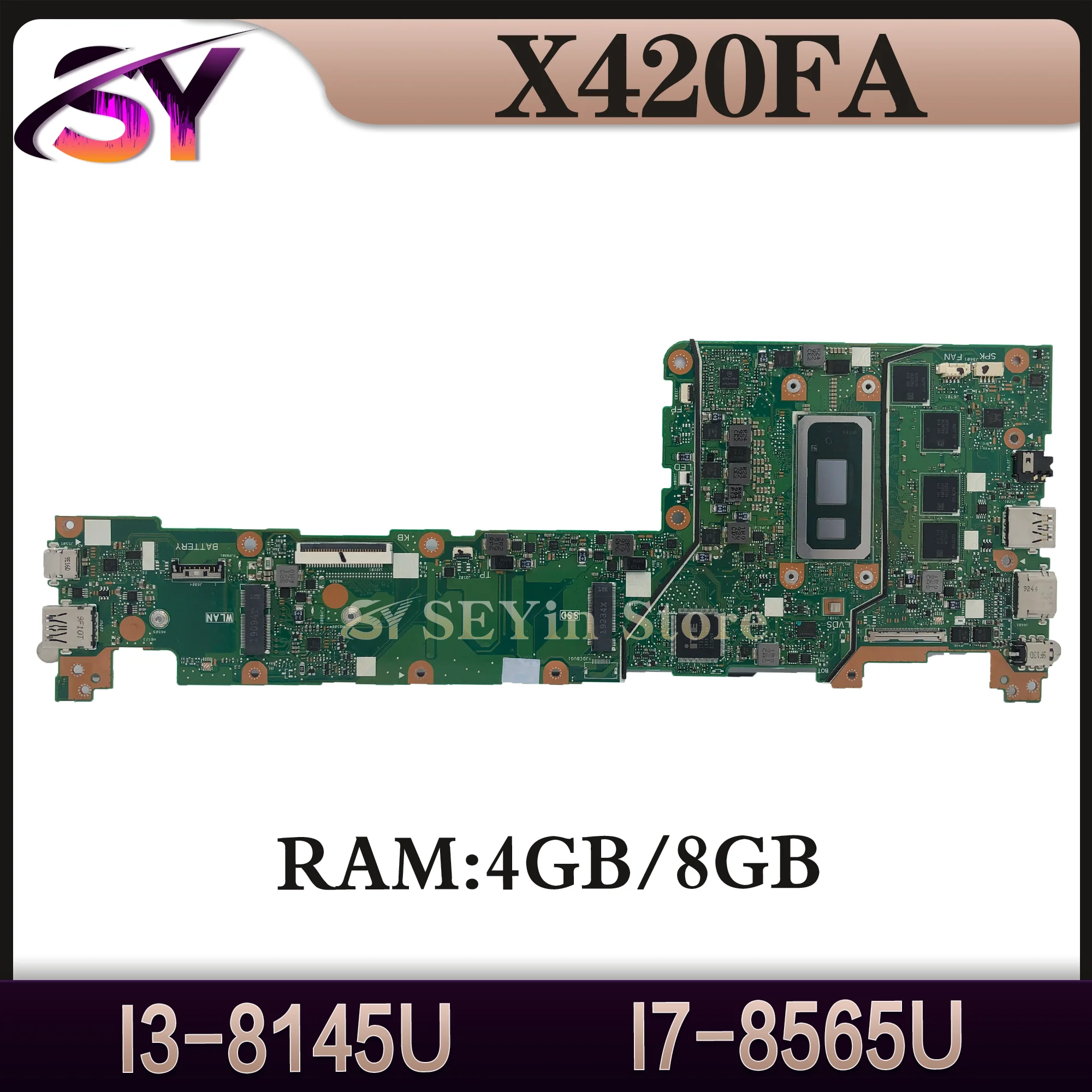 X420FA With i3-8145U i7-8565U CPU 4GB 8GB-RAM Laptop Motherboard For Asus X420 F420FA A420FA X420F X420FA Notebook Mainboard