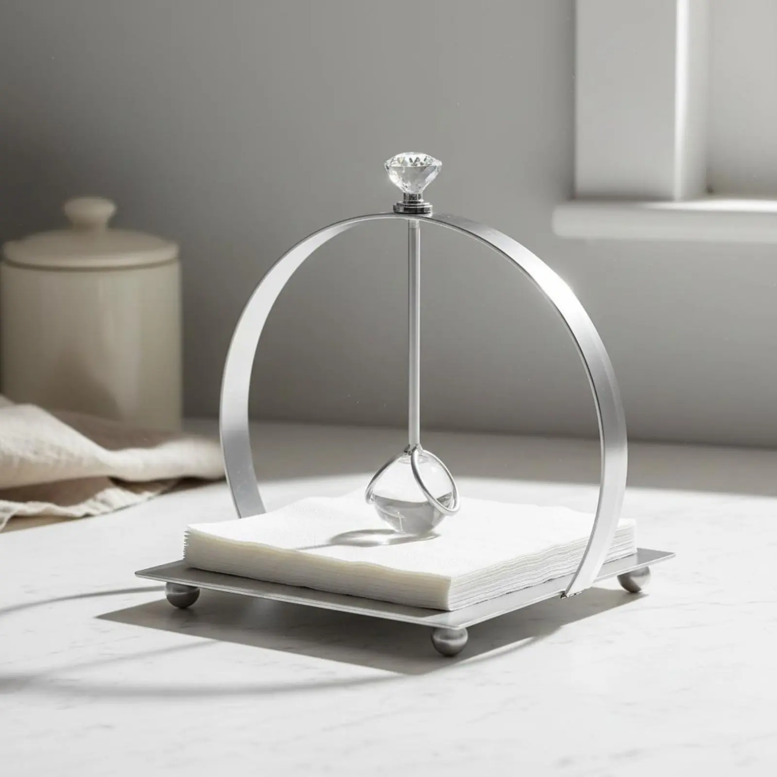 Curved Napkin Holder Luxury Design Desktop Napkin Stand Metal Tissue Holder Decorative Design Tableware Storage Stable Feet