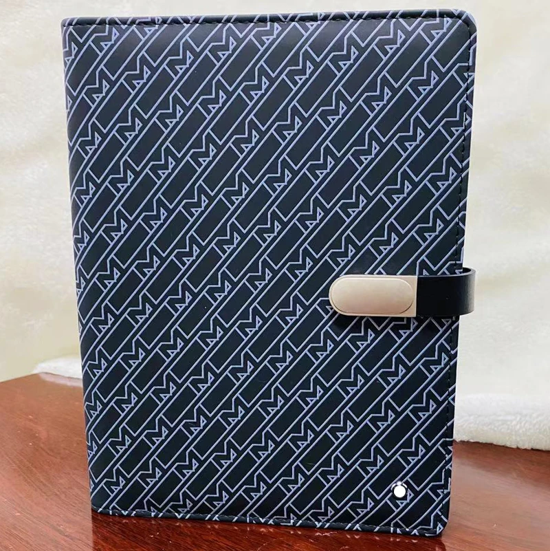 

A5 Luxury Notebook MB Classic Cross Pattern Leather Cover & Quality Paper Chapters Unique Loose-leaf Design Written With Pen