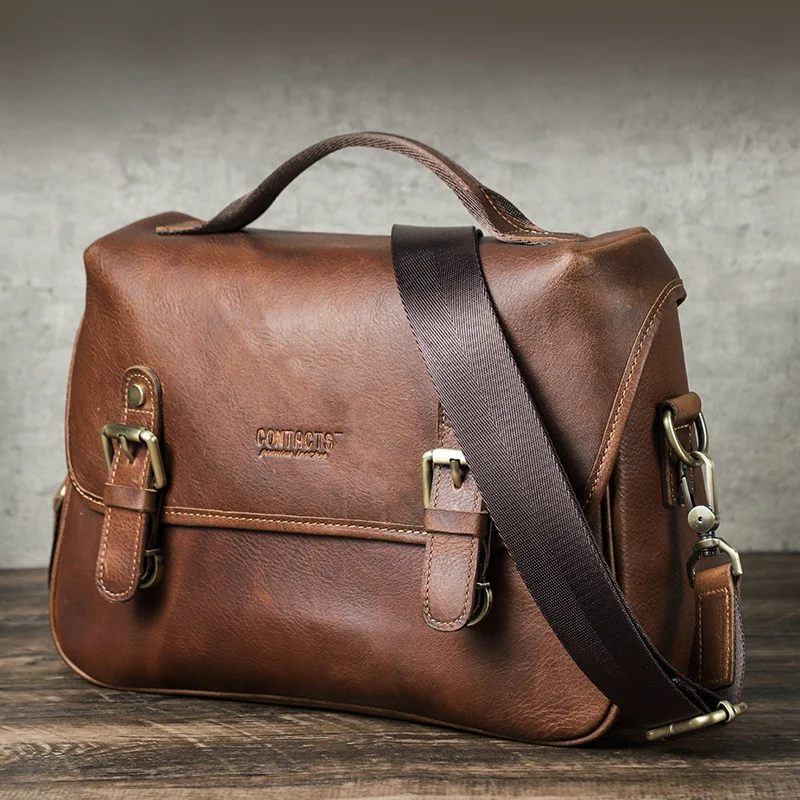 

Cowhide Handbag Suitable For 10.5-inch Computer Leather Dual Messenger Bag Leather Men's Briefcase сумка мужская портфель сумки