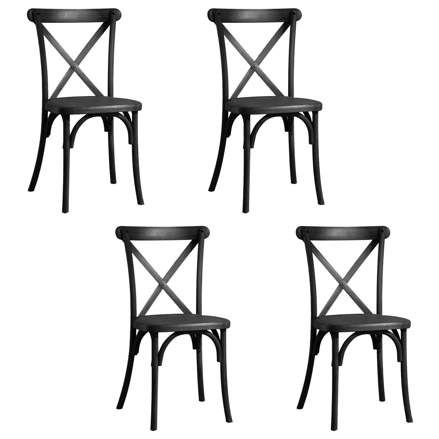 

Resin Cross Back Chair for dinning room, wedding, commercial use, 4-pack, Black