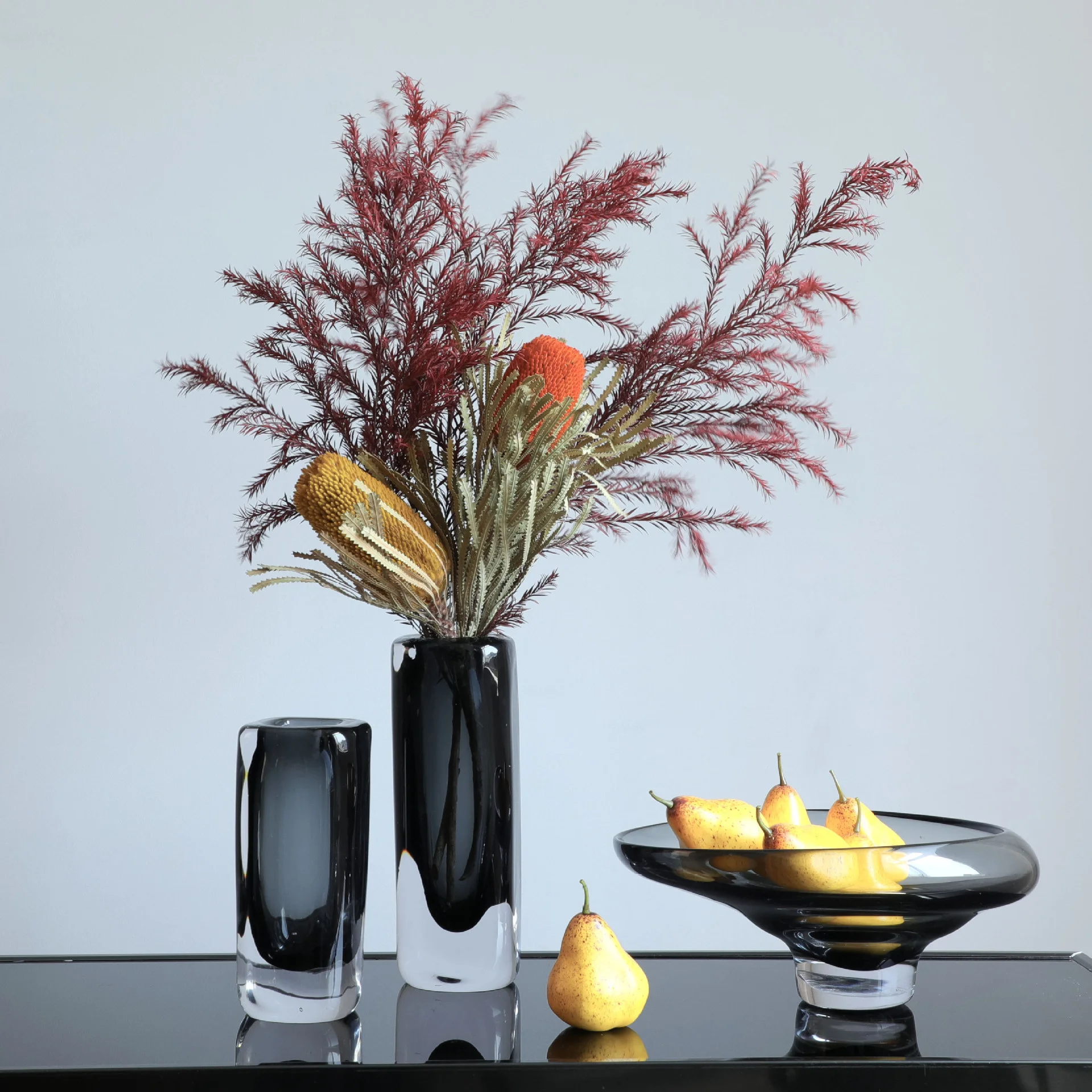 Modern thickened straight glass fruit tray flower vase decoration porch living room model room soft decoration home