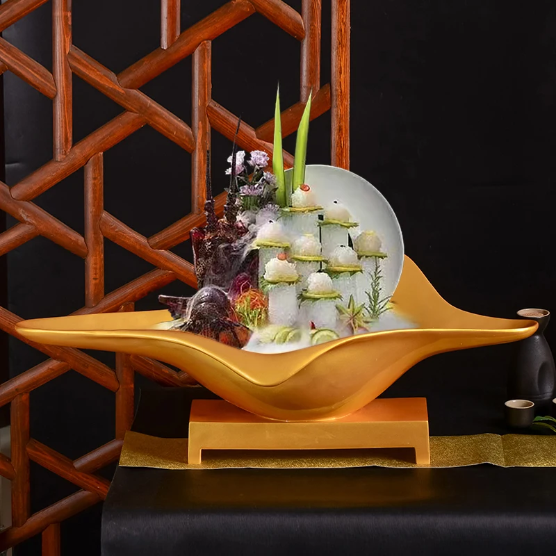 Golden Shell Conch Shape Hot Pot Restaurant Snowflake Beef Seafood Style Plate Creative Cicada Artistic Conception Sashimi Plate