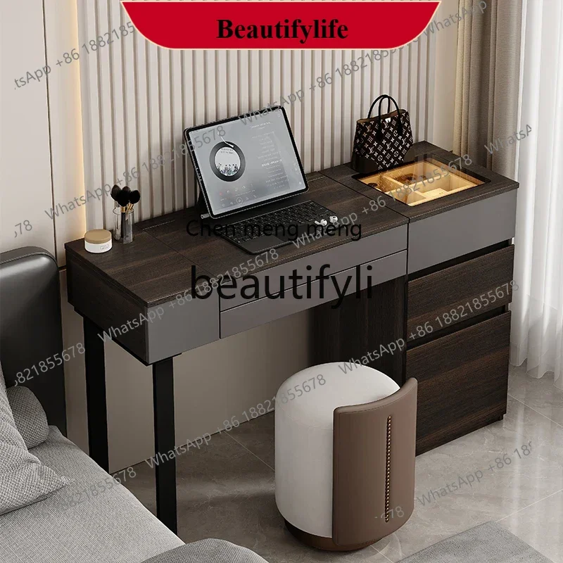 D178  Italian flip dresser storage cabinet integrated light luxury high sense solid wood makeup table