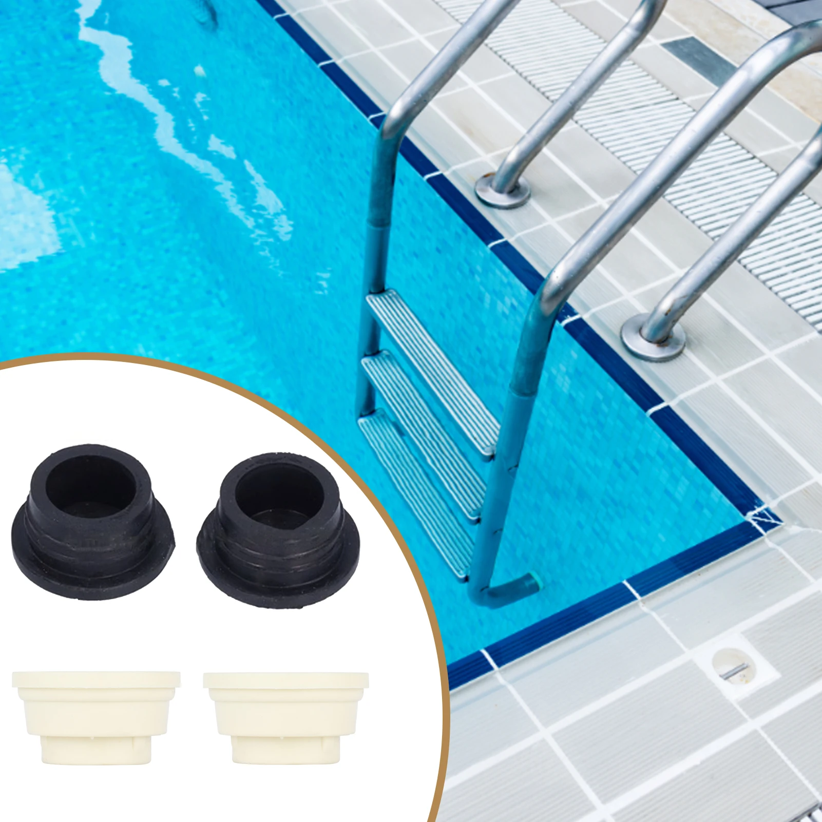 2 Pieces Pool Ladder Bumpers Safety Guard Rubber Protective Cover For Pools Above Ground Ladder Stopper Bumper Cap For 1.53 Inch