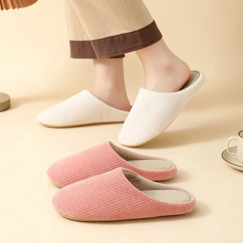 Winter Women's Slippers Indoor Solid Color Warm Bedroom Anti-slip Lightweight Comfort Breathable Couple Home Shoes