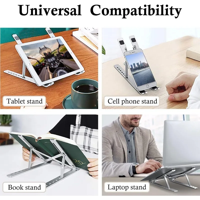 حامل كمبيوتر محمول قابل للتعديل، مناسب لأجهزة الكمبيوتر المحمولة والأجهزة اللوحية مقاس 10-15.6 بوصة، حامل مكتبي مريح قابل للطي مع تصميم تهوية