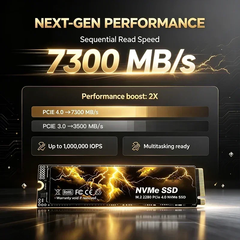 Internal Solid State Drive PCIe Gen4 M2 NVMe SSD 500GB 1TB 2TB 4TB for Game Office PC Notebook Media File Archive System Upgrade