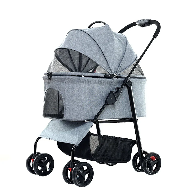 Hoge kwaliteit, sterk en duurzaam metaal, kan kleine draagbare kinderwagen, buitenreizen van katten en honden voor kinderwagen