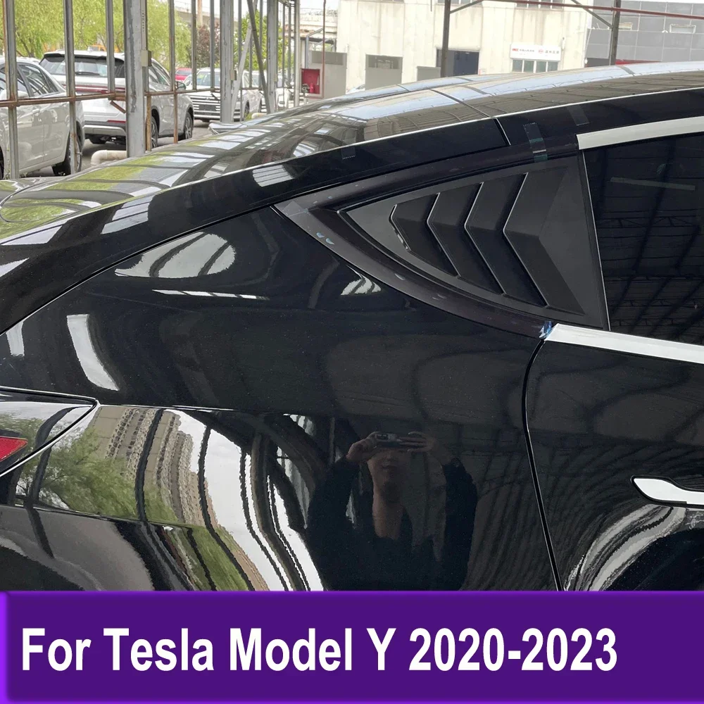 ABS Black Rear Window Louvers Spoiler Cover Trim Car Exterior Auto Accessories For Tesla Model Y 2020 2021 2022 2023