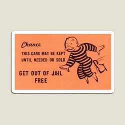 Funny Get Out Of Jail Free Card Monopoly Magnet Magnetic Baby Children Kids Colorful for Fridge Organizer Stickers Toy Holder
