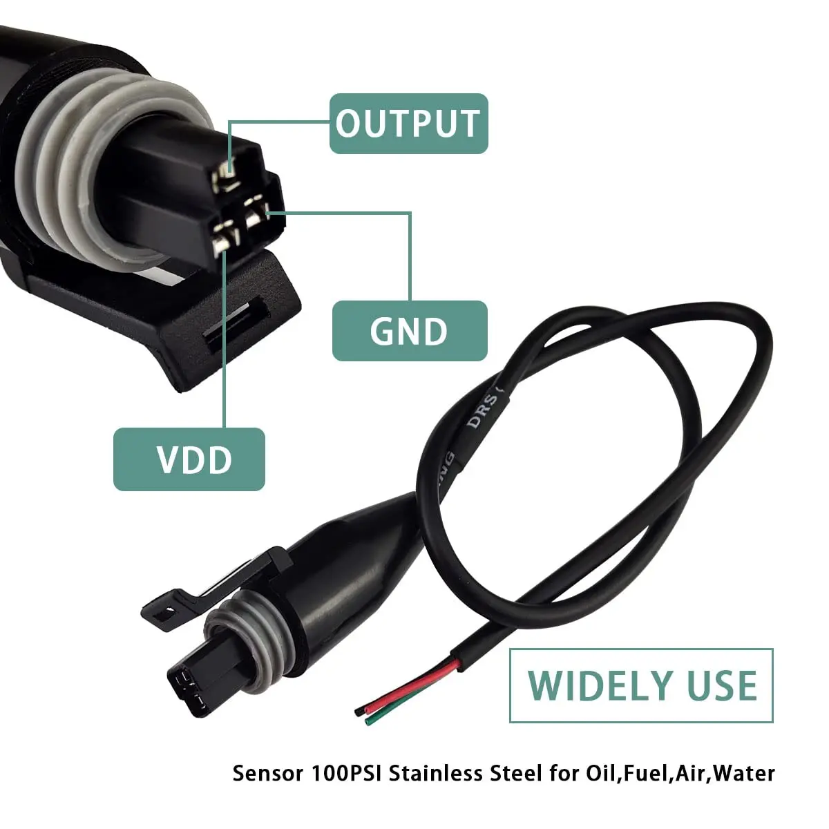 Transductor transmisor de Sensor de presión de acero inoxidable, 1/8 "-27 NPT, aceite, combustible, diésel, aire, Gas, agua, importación de cerámica con Cable de 0,3 m