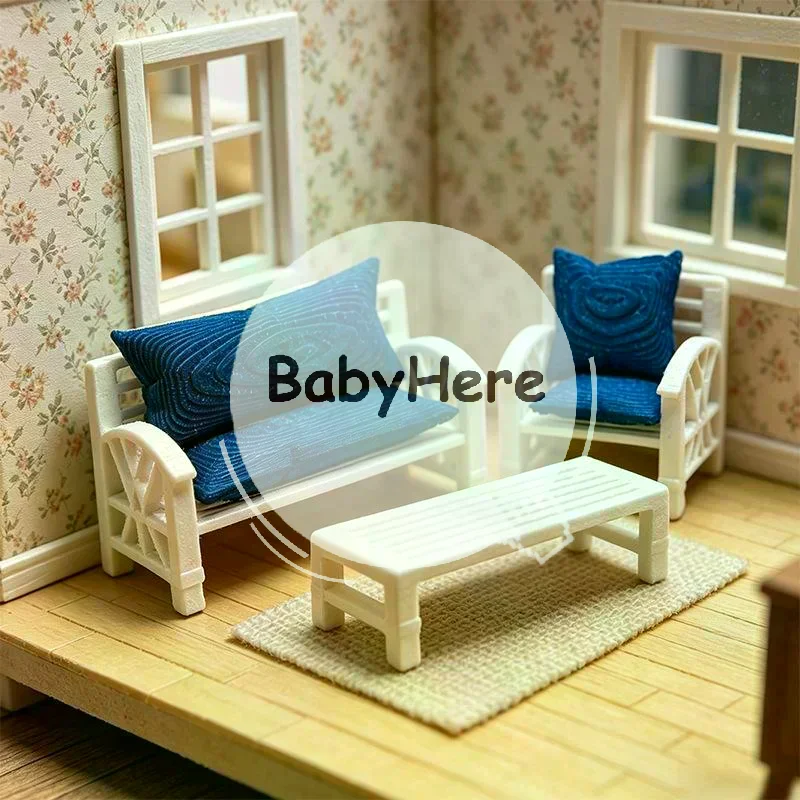 Mini Dollhouse Sofa Model Kit for Pretend Play 1 Set Includes 1:12 Scale Small Chair