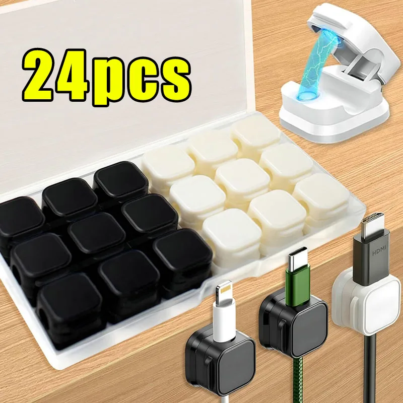 Magnetic Cable Clips Self-adhesive Adjustable Cord Holder Cable Wire Keeper Manager Home Office Desktop Cables Organizers