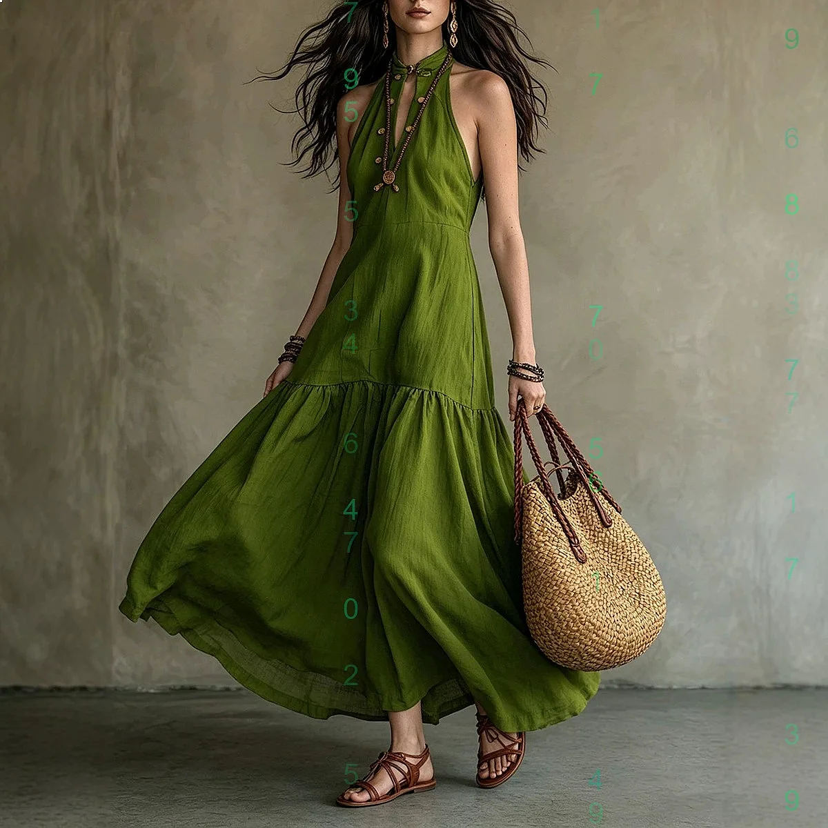 

Elegant Backless Solid Bodycon Long Dress with Ruffle Hem Dresses Spring Summer