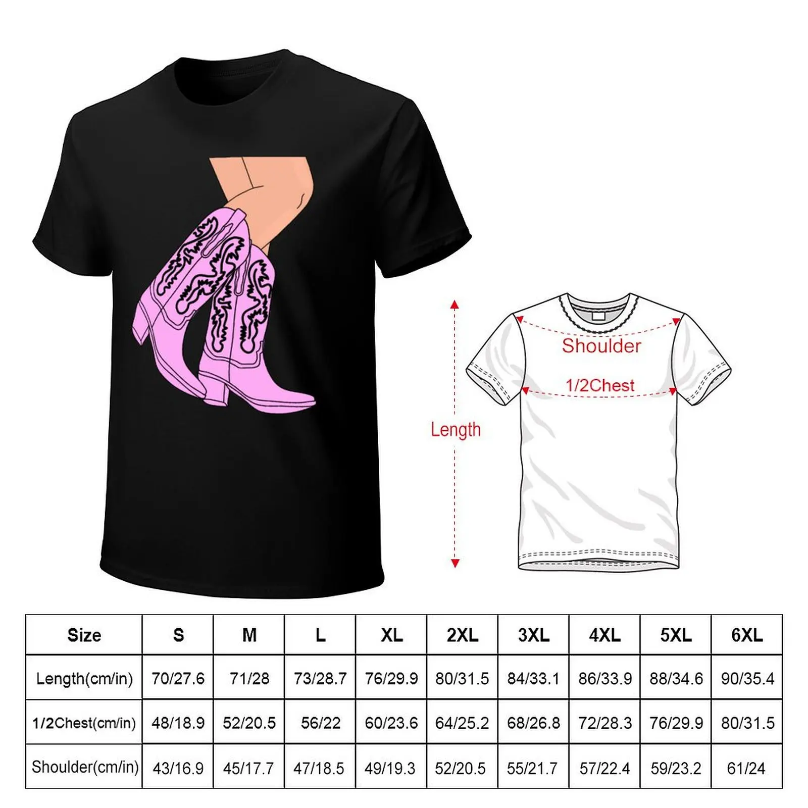 pink cowgirl boots T-Shirt Big Size Simple T-Shirt
