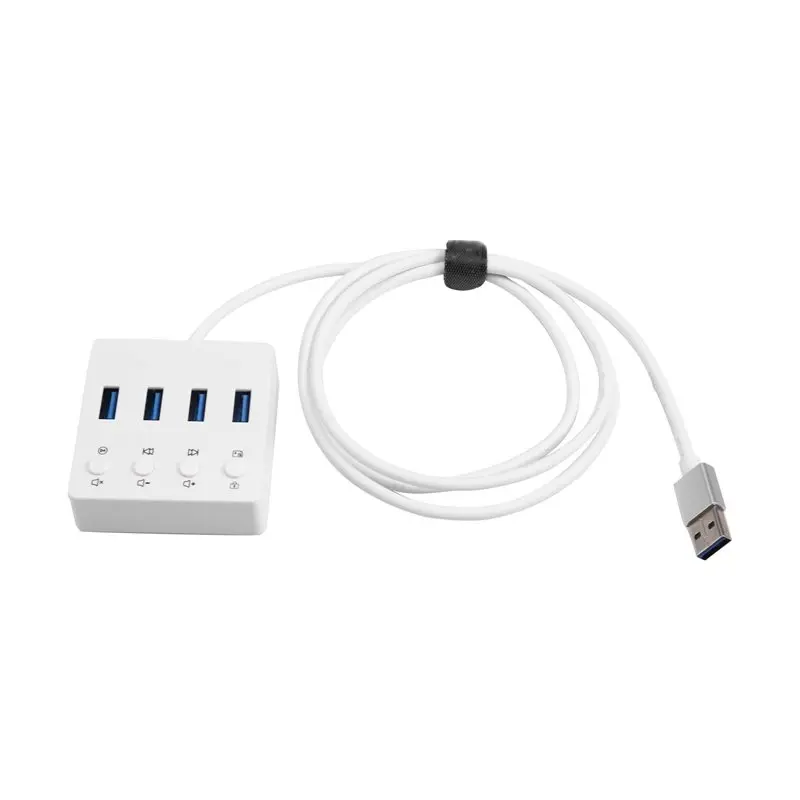 X64A-Desktop Expansion Hub 4X USB 3.0 Ports With Smart Volume Control For PC Host One-Click Screen Off& Mute Function