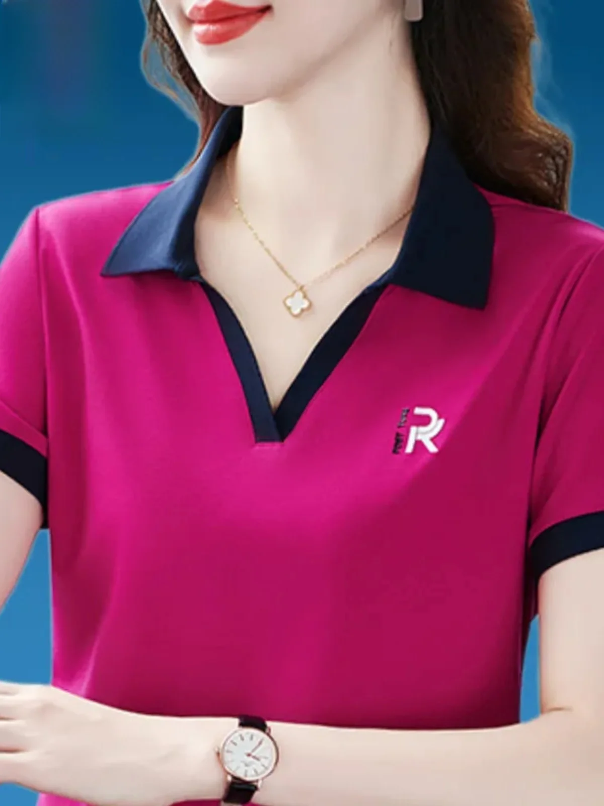 

Summer 2025 Women's Loose Fit Ne T-irt Breathable Spor Sle Age-Defng Mommy Clothes Casual Chinese Faion