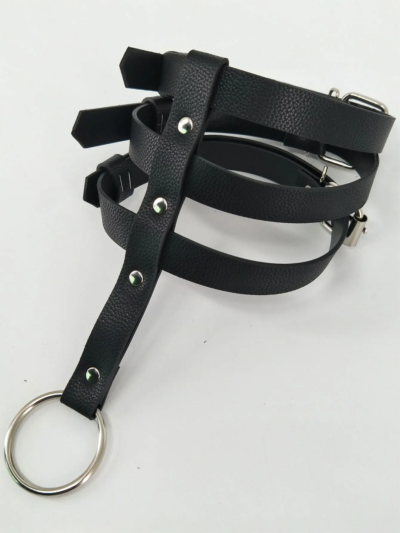 Fashion Black Three-layers Necklace Vintage Charm Gothic Spike Rivet Collar PU Leather Harajuku Women Punk Choker Necklace Party