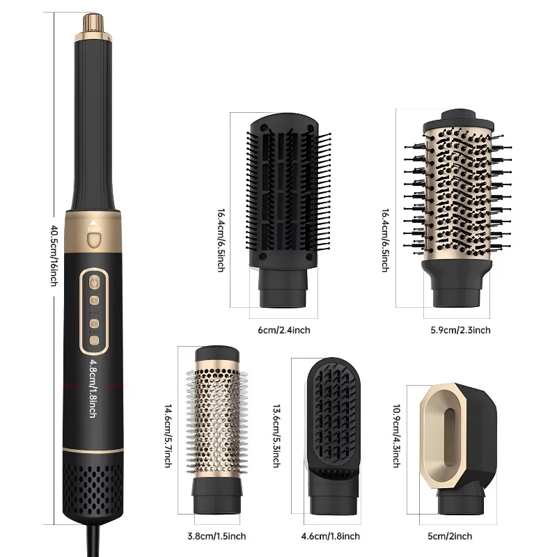 Professional 6-in-1 Hair Styling Tool 1200W Hot Air Brush Personal Care Hair Dryer Curling Iron With Heat Settings for Hotels