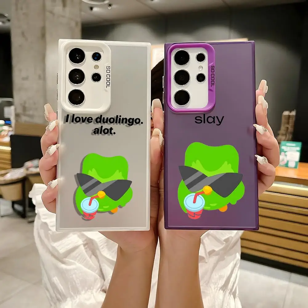 Чехол для телефона с логотипом d-duolingo Owls для Samsung Galaxy S25 Edge S24 S23 S22 S21 S20 Ultra Funda, силиконовый серебристый чехол