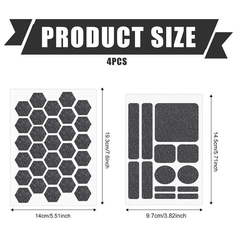 4 Pack Anti-Slip Grip Tape Stickers, Different Shapes Phone Grip Strips Reusable Pre-Cut Adhesive Decals Tablet Patches-AT35