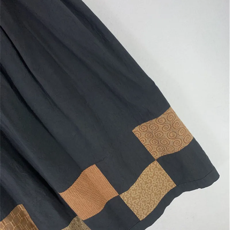 Retro japanische Sle Baumwolle f Rock knielang Midi Soft Girl Vintage künstlerischer Geschmack Gypsy Damenröcke Ci Pendeln