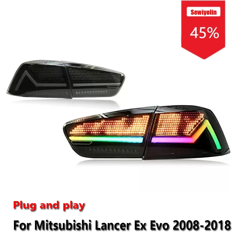 

Sewiyolin Car LED Tail Light Assemblies For Mitsubishi Lancer Ex Evo 2008-2018 Auto Fog DRL Brake Turn Signal Auto Plug and Play