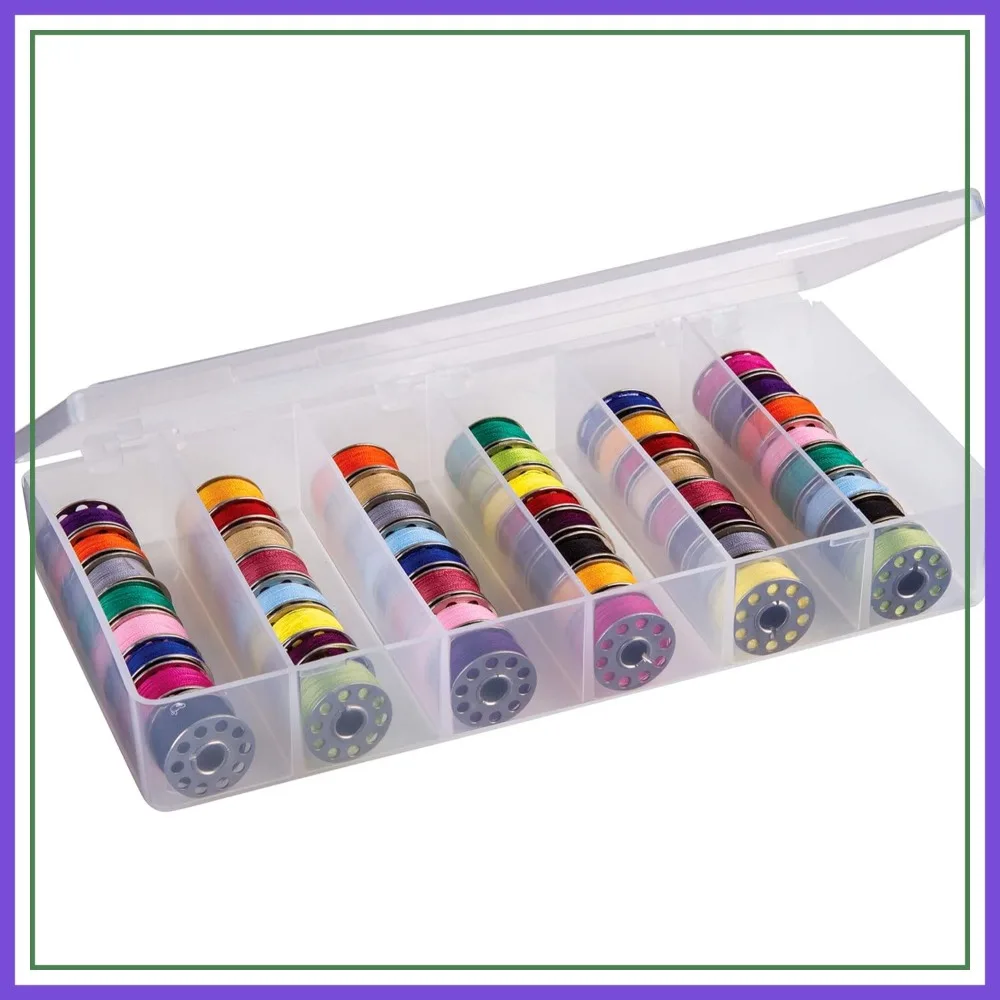 

Large Bobbin Box for Sewing, Plastic Storage Case, Clear Organizer
