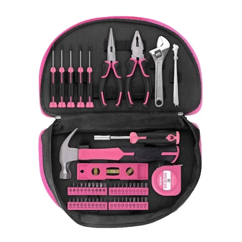 

63 Piece Women's Pink Tool Set Gift Home Repair Tool Set Portable Storage Convenient for DIY Use